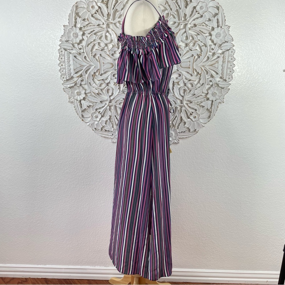 {Figue} Maya Silk Striped Cold/Off Shoulder Midi Dress, Size XS - Picture 5 of 10